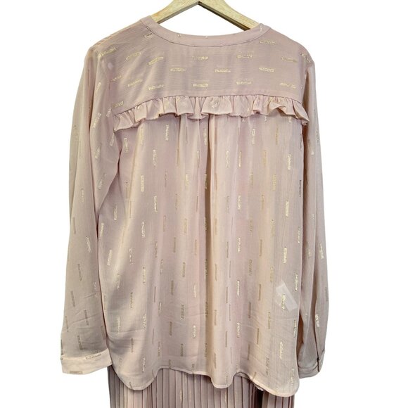 Loft NWT 2 Piece Pink Chiffon Gauzy Sheer Skirt & Blouse Set - Picture 4 of 9
